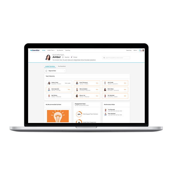 StandOut’s Dynamic Team functionality displayed on a laptop.